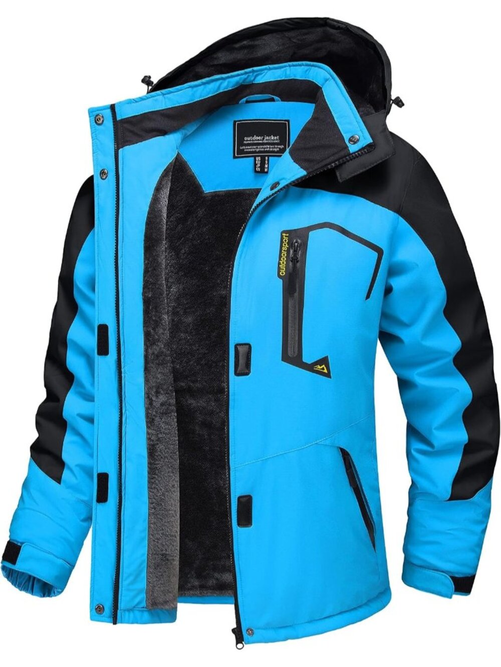 Women’s Waterproof Winter Ski Jacket Black Blue Warm Fleece Snow Coat